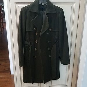 Nine West army green/olive wool trench coat
